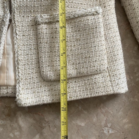 JCrew Tweed Blazer with Metallic Thread size 0 cream beige‎ classic elegant - Picture 10 of 15